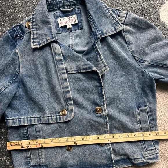 26 International STOOSH Vintage Denim crop trench or double breasted jacket - Picture 8 of 8
